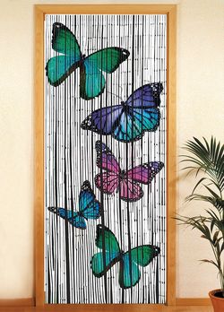 Bambusový závěs do dveří motýl