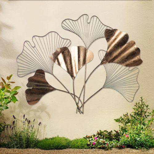 Kovová dekorace na zeď ginkgo, zlaté