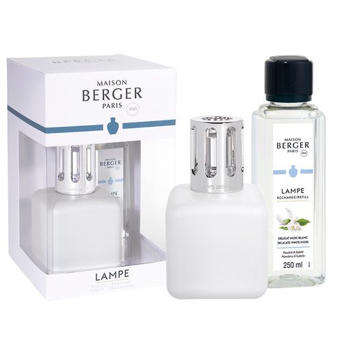Maison Berger Paris dárková sada: katalytická lampa Glacon + Jemné bílé pižmo, 250 ml