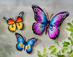 Nástěnná dekorace motýli, sada 3 ks
