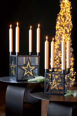 Čtvercové adventní svícny Modern Star, sada 2 ks, 25 cm