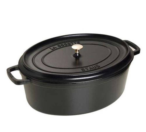 Oválný litinový hrnec s poklicí Staub Cocotte, černá, 29 cm / 4,2 l