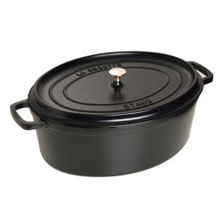 Oválný litinový hrnec s poklicí Staub Cocotte, černá, 29 cm / 4,2 l