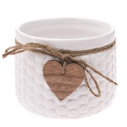 Keramický obal na květináč Heart, bílá, 12,5 x 9,5 cm