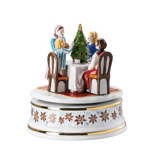 Rosenthal Vánoční hrací skříňka motiv Vánoční stromeček, Vánoční pečení, Ø 15,5 cm 02411-727321-27414