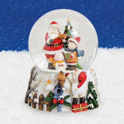 Vánoční sněžítko s hrací skříňkou santa