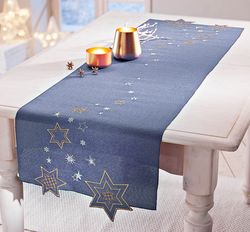 Běhoun na stůl hvězdy, modrý, 140 x 40 cm