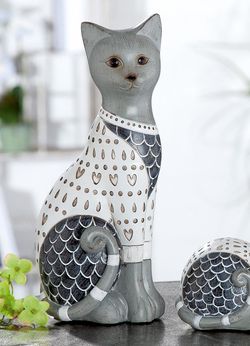 Dekorace kočka korat, sedící, 28,5 cm