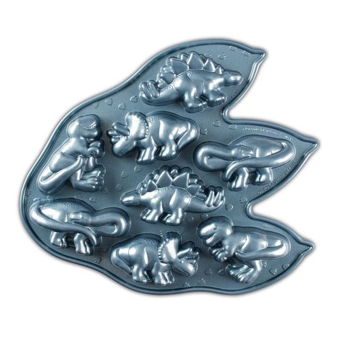 Nordic Ware Dinosaurus, plát s 8 formičkami ještěrů, modrý, 0,7 l