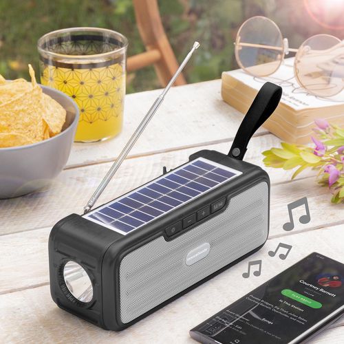 Bezdrátový reproduktor se solárním nabíjením a led svítilnou sunker