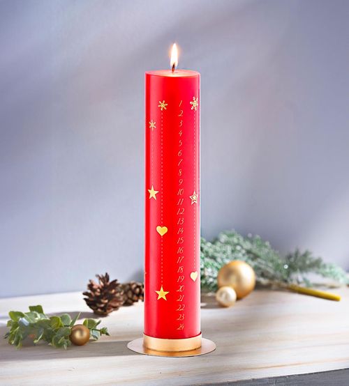 Adventní svíčka s kalendářem, červená