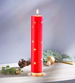 Adventní svíčka s kalendářem, červená
