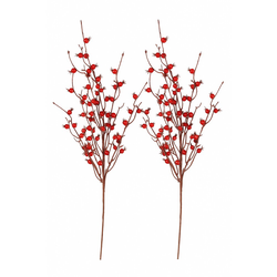 Sada umělých větviček Červené bubule, 2ks, 70 cm